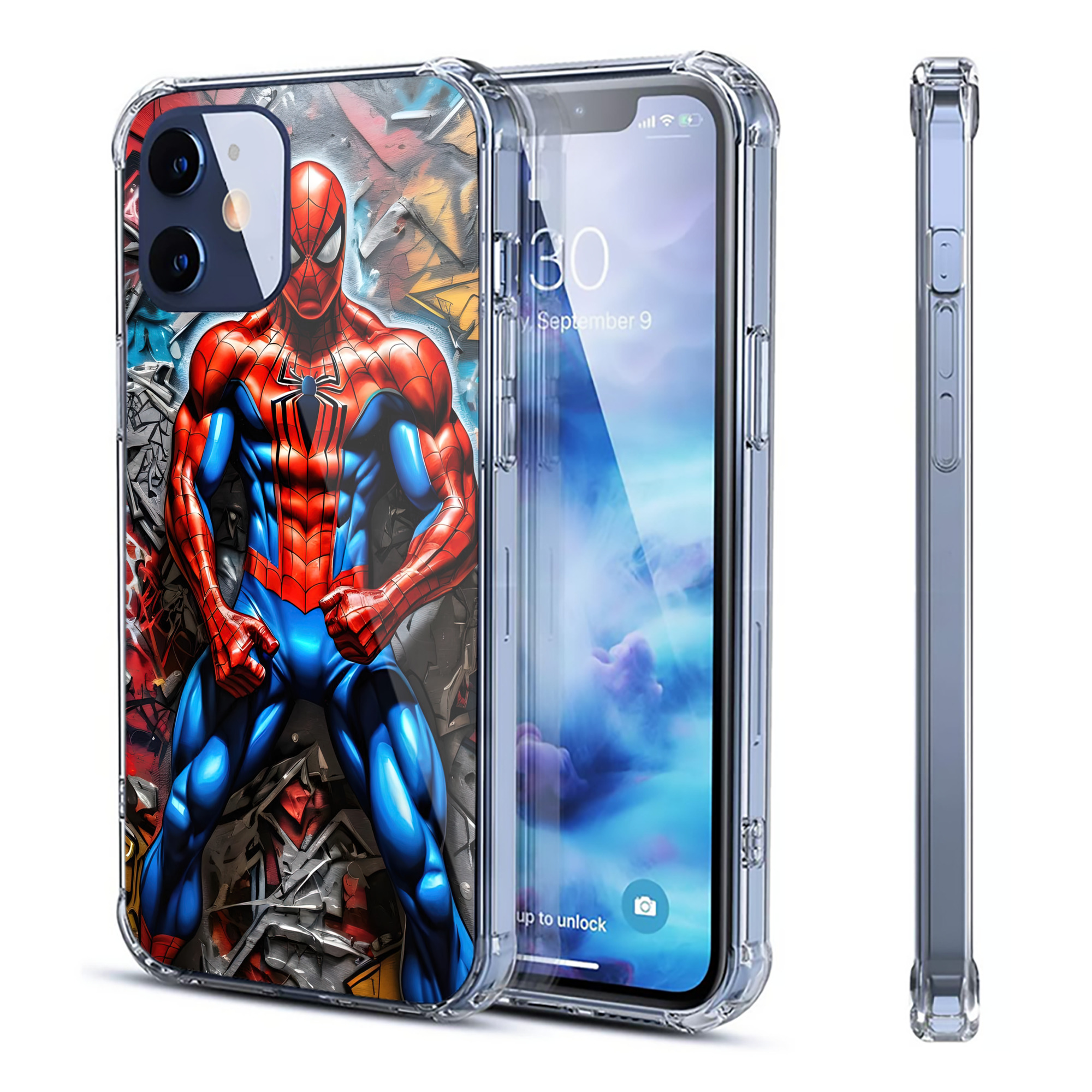 （画像用） Spider Man スパイダーマン 【iPhone 12シリーズ対応】透明スマホケース（クリアソフトケース）